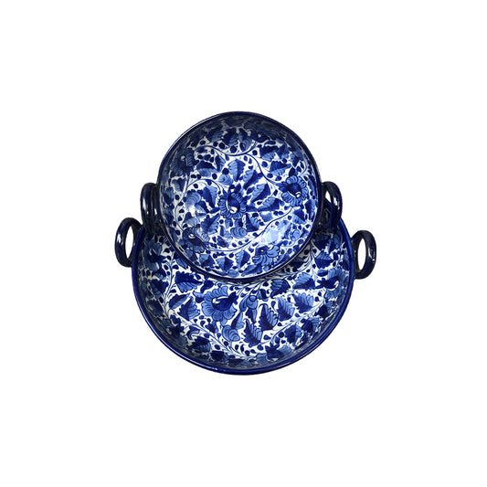 Set Of 2 Blue Pattern Karahi