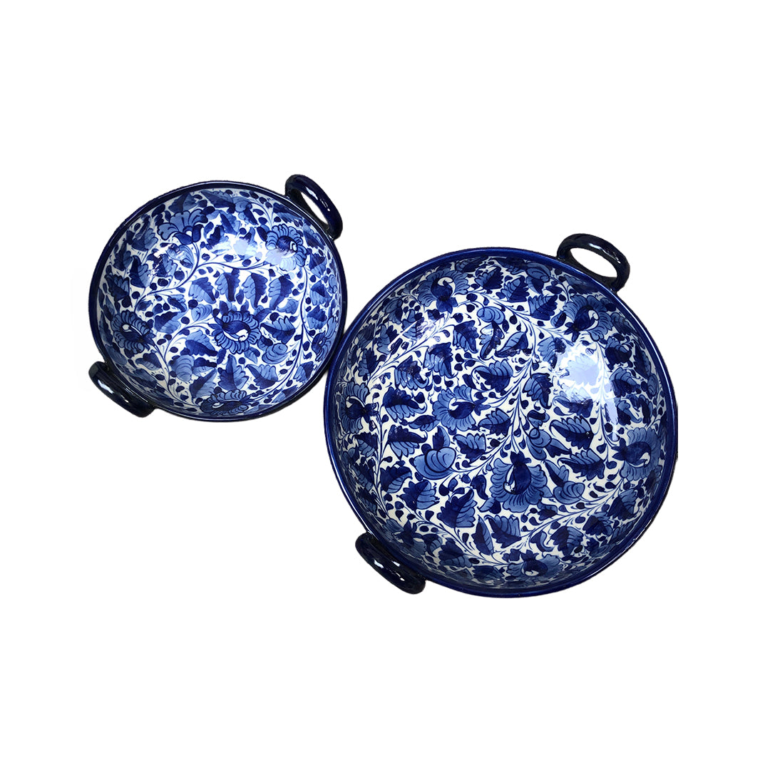 Set Of 2 Blue Pattern Karahi