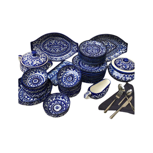 8 Persons Serving Blue Felicity Auralite Dinner Set