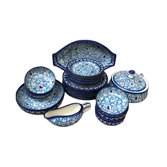 6 Persons Serving Auralite Breeze Blue Dinner Set